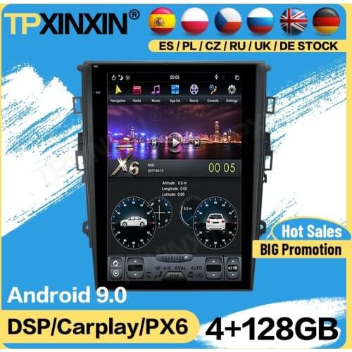 Carplay Tesla 128G Radio 2 Din Android For Ford Mondeo Fusion MK5 2013 2014 2015 2016 2017 GPS Player Navigation Audio Head Unit