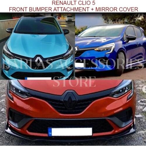 For Renault Clio 5 Accessories Clio 5 Front Bumper Attachment + Clio 5 Mirror Cover Piano Black 2019 2020 2021