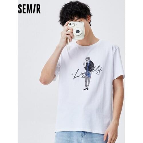 SEMIR Short Sleeve T-Shirts Men 2021 Summer New European And American Boys T Shirt Trend Brand Loose White MenS T Shirt