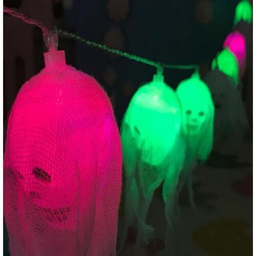 Garland Battery Operated Halloween Skull Strip LED String Lights Halloween holiday Christmas Party Garden Supplies Prop Decor