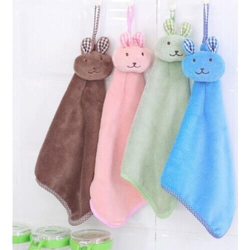 Coral Fleece Cartoon Kitchen Towel Thicker Water Absorption Dirty Resistant Breathable Soft Hanging Household Products 5 Colors