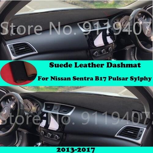 For Nissan Sylphy III Sentra B17 2013-2017 Suede Leather Dashmat Dashboard Cover Pad Dash Mat Carpet Car-Styling Accessories