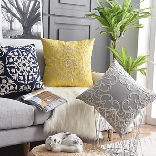 Creative Square Cushion Cover Linen Cotton Boho Style Ethnic Pillow Cover Euro Modern Embroidery Pillowcase Home Decor 50x50cm