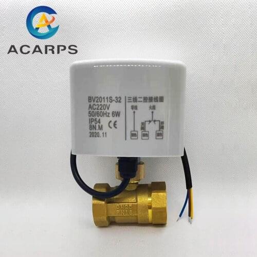 1" Brass Electric Ball Valve Three-Wire Two-Control Two-Way For Air-Conditioning Floor Heating And Water Heating Control 220V