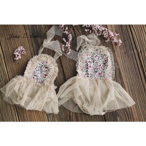 Jane Z Ann Little flower net small dress backless newborn/6 month size baby infant girls studio shooting outfits