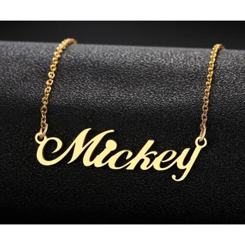 Fashion Electroplating Engraved Name Custom Personalized Necklace English Arabic Hebrew Name Elegant Women Gifts