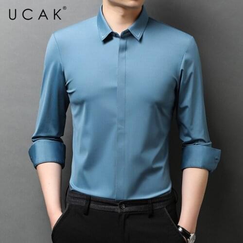 UCAK Brand Autumn Solid Color Long Sleeve Shirts Men Clothing Fashion Style Streetwear Casual Soft Shirt Clothes Homme U6254