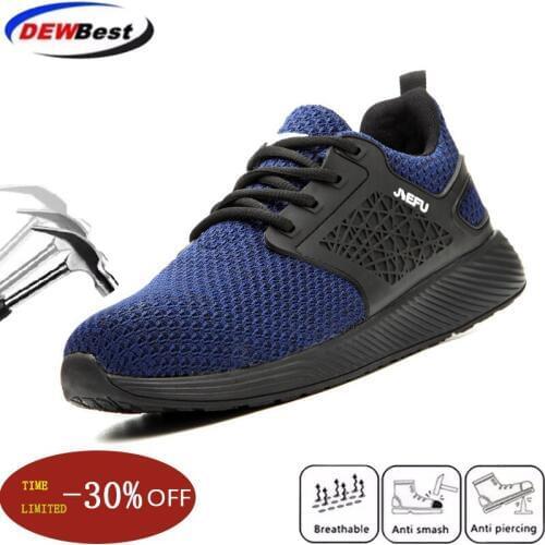 Dewbest Men Safety Work Shoes Boots Male Autumn Construction Work Shoes Steel Toe Indestructible Safety Work Boots Sneakers