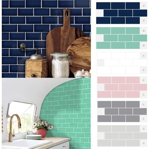 3D Peeling and Pasting Tile Stickers Kitchen Bathroom Waterproof and Oil-proof Blue Background Self-adhesive Decorative Stickers