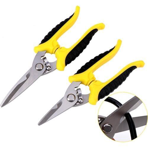 Nickel Plated Electrical Scissors Aviation Scissors Toothed Clipper Wire Stripper Snips For Cutting Metal Sheets