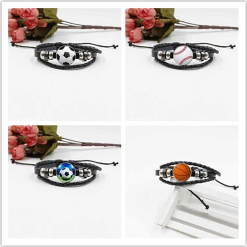 Cross-border new accessories Football crystal glass creative woven bracelet bracelet