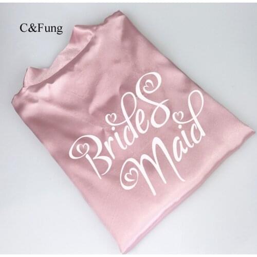 C&Fung bridal party robe satin silk kimono rose gold bridesmaid wedding gift getting married 2019 best friend bride robes