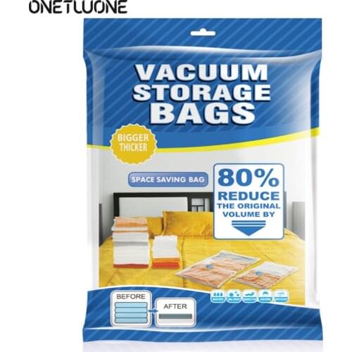 Premium Vacuum Storage Bags. 80% More Storage! Hand-Pump for Travel!Triple Seal Turbo-Valve for Max Space Saving! (Jumbo 5 Pack)