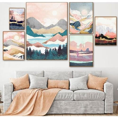 Nature Nordic Style Abstract Blush Pink Landscape Canvas Painting Posters and Prints Wall Art for Living Room Home Decoration