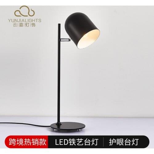 28/5000 Simple modern LED iron table lamp black hotel desk bedside creative can be customized