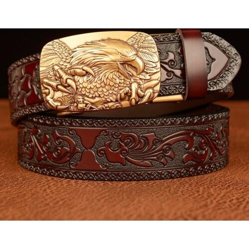 Famous Brand Eagle Buckle Luxury Belt Men Cowskin Genuine Leather Mens Belts for Men Strap Male Automatic Buckle Waistbands