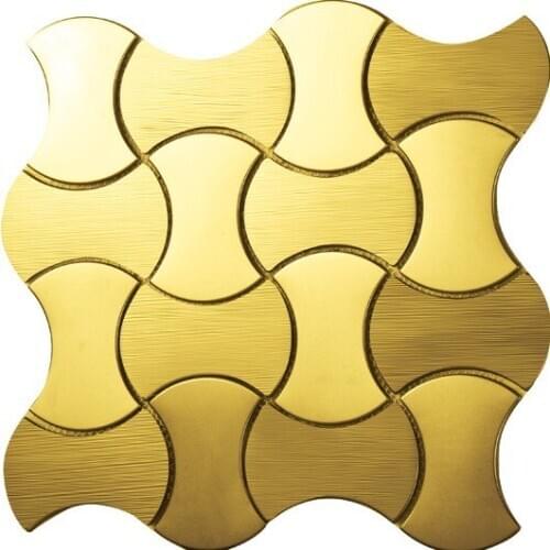 Luxury gold bone shaped metail kitchen mosaic tile for home improvement KTV deco