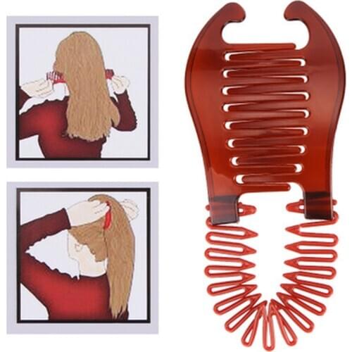 Interlocking Combs Hairclip French Side Combs Holder Vintage Style Bendable Plastic Updo Hair Clip Elastics Ties