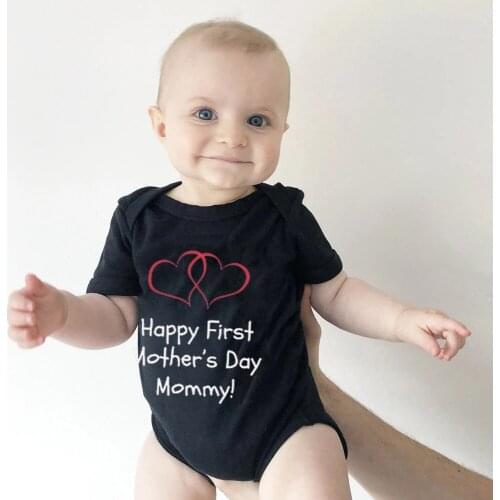Happy First Mothers Day Mommy Newborn Baby Summer Rompers Cotton Infant Cute Short Sleeve Baby Jumpsuit Baby Boys Girls Clothes
