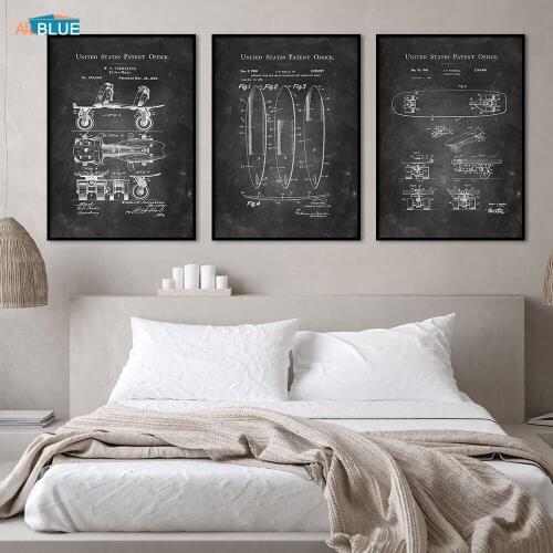 Skateboard Surfboard Roller Skate Vintage Patent Print Sports Invention Canvas Painting Wall Art Nordic Poster Modern Home Decor