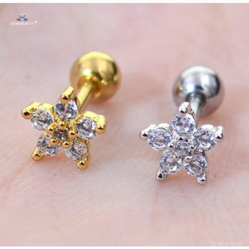 Starbeauty 1pc 16G Little Daisy Helix Piercing Tragus Piercing Ear Studs Cartilage Earrings Stainless Steel Ear Piercing Jewelry
