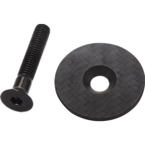 Carbon Headset Bicycle Stem Carbon Bicycle Stem Top Cap With Screw For 28.6mm 1 1/8" Steerer Fork Tube Caps Headset Cap Cover