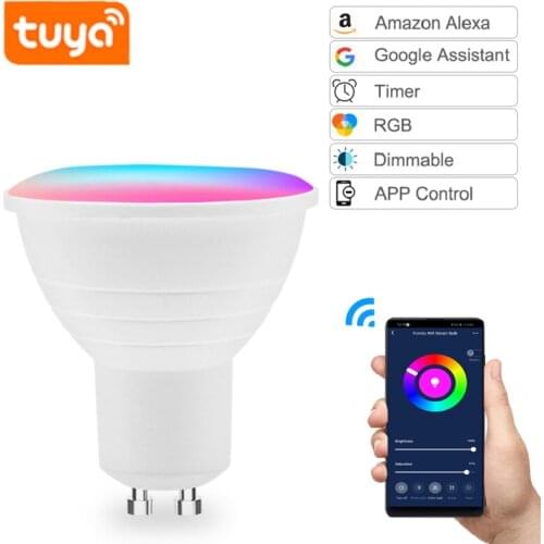 GU10/GU5.3 Smart Bulb Wifi App Remote Control LED Light Voice Control For Alexa Google Home Timing Smart Lamp 5W RGB+WW+CW