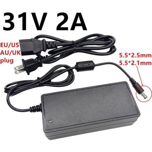 31V 2A universal AC DC Power Supply 110V 220V To 31V Power Adapter ac/dc adaptador 31 V Volt switching Adaptor 5.5x2.5mm 31V2A