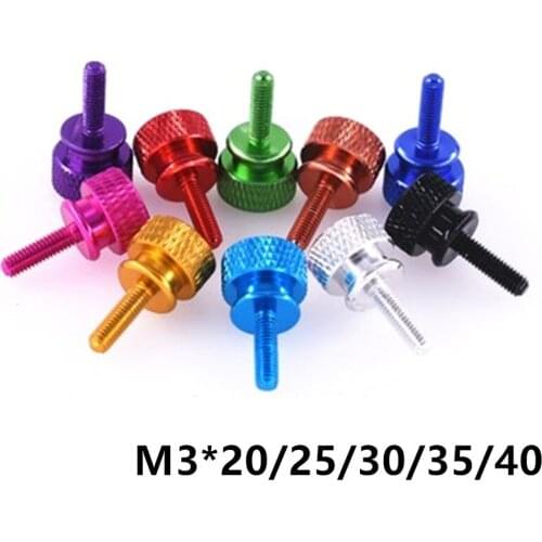 M3 Color Aluminum Alloy Hand Twist Knurled Screws Length 20 25 30 35 40mm for Computer Case Side Cover