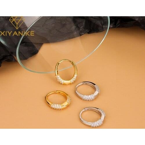 XIYANIKE 925 Sterling Silver Circle Zircon Hoop Earrings Female Fashion 925 Stamp Temperament Romantic Handmade Couple Gift