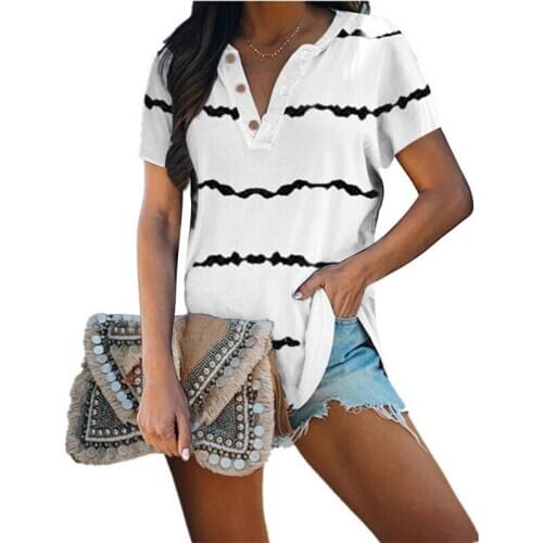 2021 Summer Button Decor V-Neck Short Sleeve Loose T-Shirt Top Elegant Women Casual Fashion Oversize Tee Pullover Plus Size 5XL
