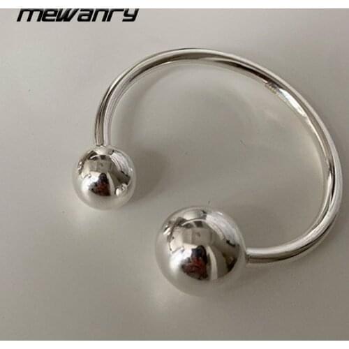 Mewanry 925 Sterling Silver Couples Bracelet for Women Trend Elegant Holiday Party Minimalist Double Ball Jewelry Birthday Gifts