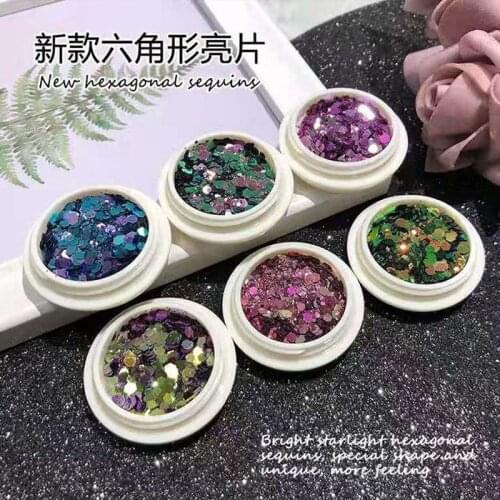 1Pc Holographic Nail Glitter Sequins Chunky Hexagon Chameleon Nail Art Flakes Powder Ultra-Thin Nail Glitter Paillette Manicure