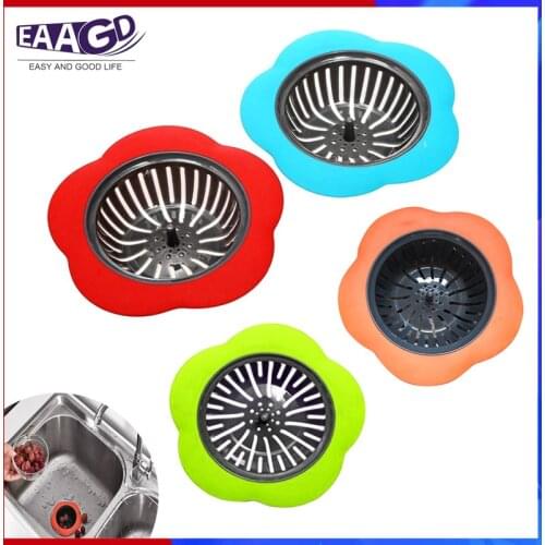 1Pcs Flower shaped Silicone TPR Kitchen Sink Strainer Bathroom Shower Drain Sink Drains Cover sink colander Sewer Hair Filter