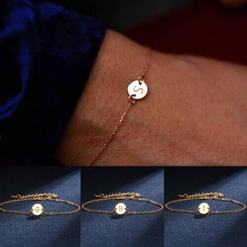 26 Alphabet Letter Charm Bracelet Female Copper A-Z Initial Chain Name Bracelets And Bangles Friendship Bracelet Adjustable