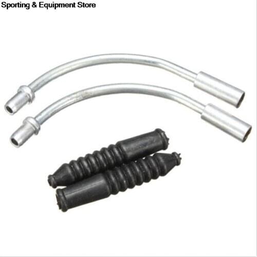 2x Aluminium alloy Bicycle V Brake Cable Guide Bend Pipes+ 2x Bike V Brake Cable Protector Hose Accessories