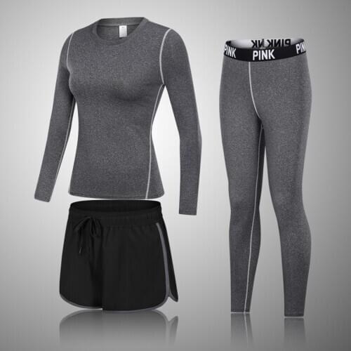 3pcs/set Women yoga set Fitness Sports Suits GYM Cloth Yoga Long Sleeve Shirts Running Sportswear Leggings Workout Pants Shirts