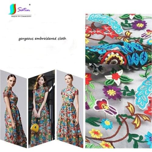 White Black Background Bridal Veils Gorgeous Embroidered Cloth Mesh Yarn Lace Princess Dress Patchwork Sewing Fabric A0149L