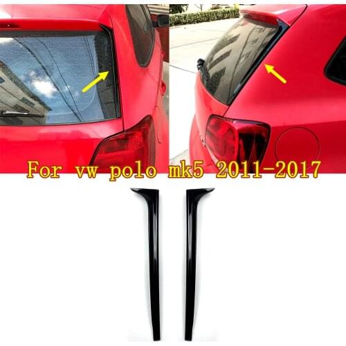 Rear window side spoiler Roof Lip Wing Strip Trim Cover ABS Back Rear Window Mirror Tail car sticker for vw polo mk5 2011-2017