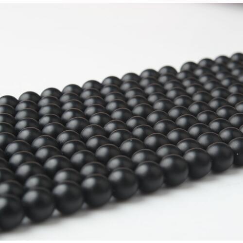 LanLi 4/6/8/10/12/14mm Natural dull polish Black Onyx Loose Beads Suitable for DIY Fashion bracelet necklace Accessories