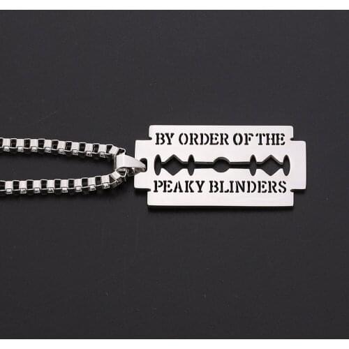 Peaky Blinders Necklace Stainless Steel Razor Blade Pendants Necklace Movie Jewelry Necklaces for Women Men Chain Choker
