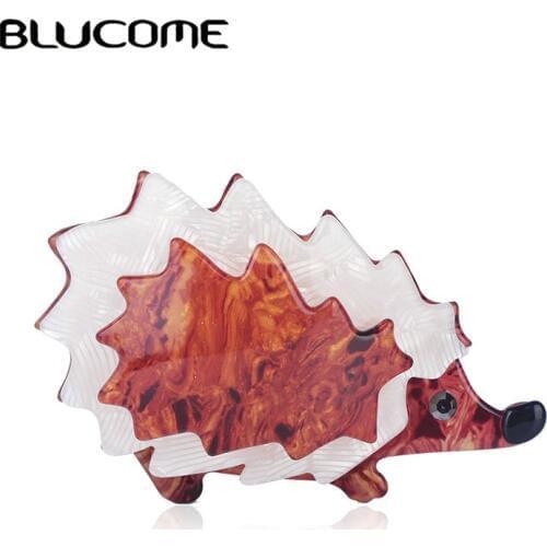 Blucome Cute Style Hedgehog Shape Brooch Large Acrylic Animal Corsage Pins Children Women Jewelry Bags Scarf Suit Accessories
