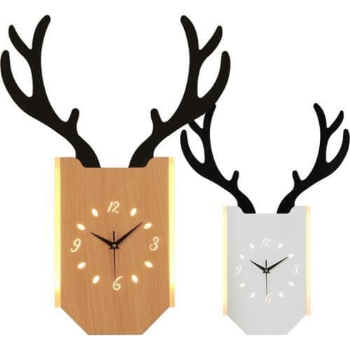 European Wall Lamp Bedroom Lliving Room Wall Clock Wall Lights LED Clocks for Living Room Antler Bedside Wall Lamp LED Lighting