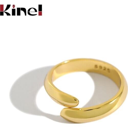Kinel 925 Sterling Silver Ring 2020 New Open Size Finger Rings Women Wedding Engagement 18K Gold Fine Jewelry