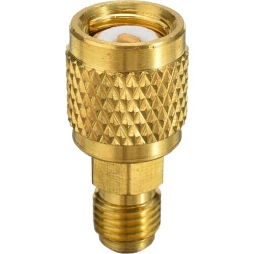 R410A Brass Refrigerant Adapter 1/4" Male to 5/16" Female Charging Hose Pump Mayitr for Mini Split HVAC System Refrigeration