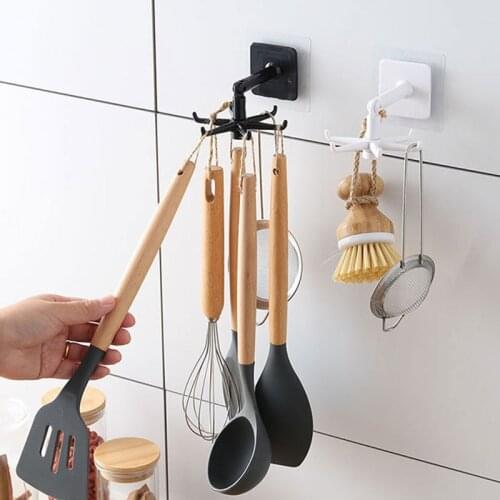 Multifunctional 360-degree rotatable hook household space-saving strong wall sticker rack household bathroom storage accessories