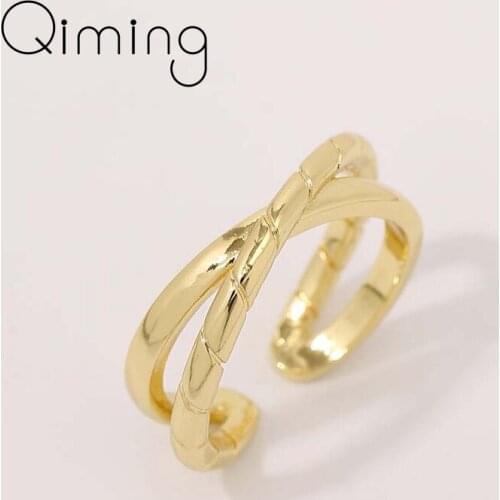 Trendy twist cross shape ring gold color Exquisite Elegant Jewelry Open Finger Ring For Women birthday gift