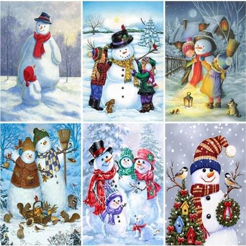 DIY Snowman 5D Diamond Painting Full Square Drill Christmas Gift Diamond Embroidery Rhinestones Pictures Crafts Kit Home Decor
