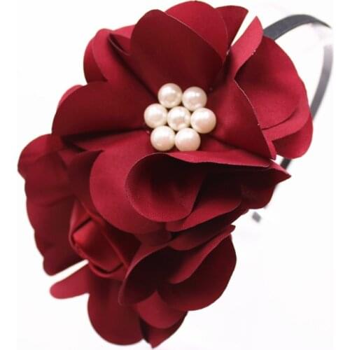 Girls&Women Boutique Beautiful Big Flower Grace Hairbands Kids Pearl Headbands Children Hair Hoop Hair Accessories