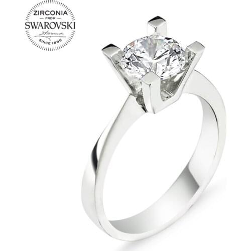 Silver 925 Sterling Swarovski Zirconia Cubic Zirconia Engagement Ring